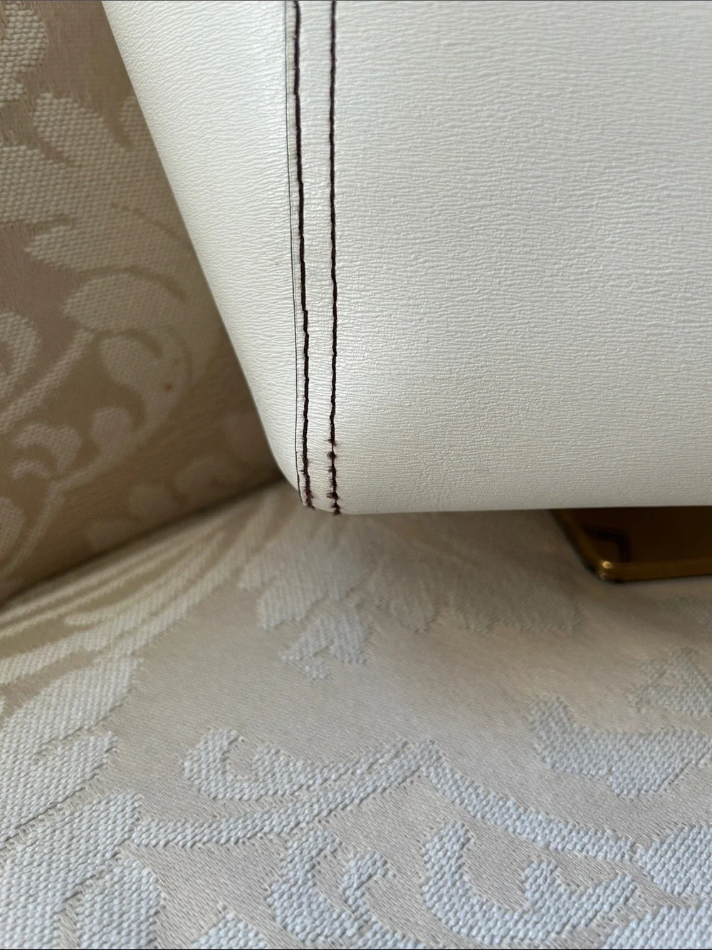Tory Burch Robinson Cream Leather Double-Handle Tote with Gold Accents